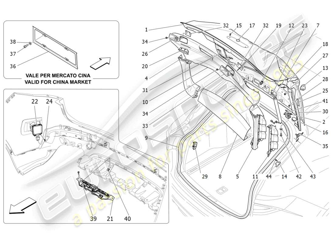 maserati levante modena (2022) rear liftgate part diagram