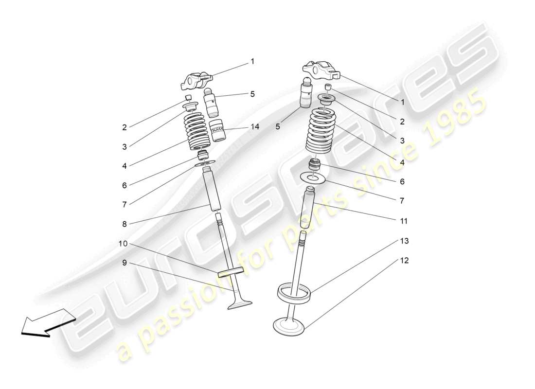 maserati levante modena (2022) valves part diagram