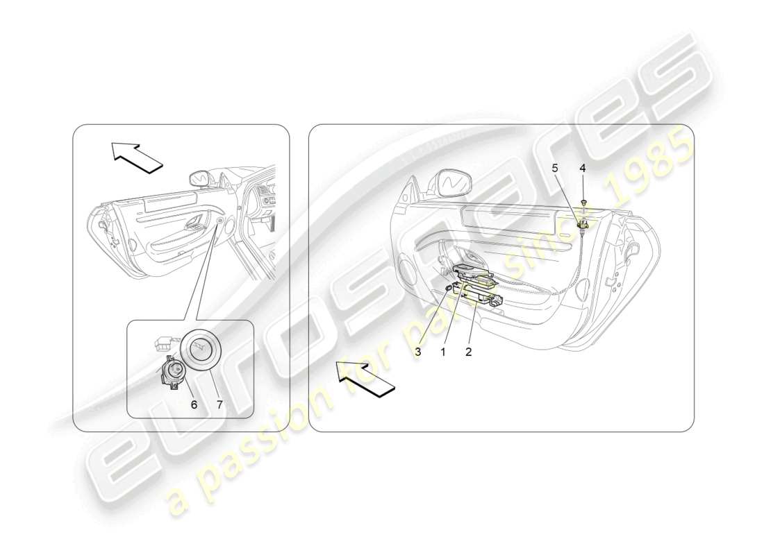 maserati granturismo mc stradale (2011) door devices part diagram