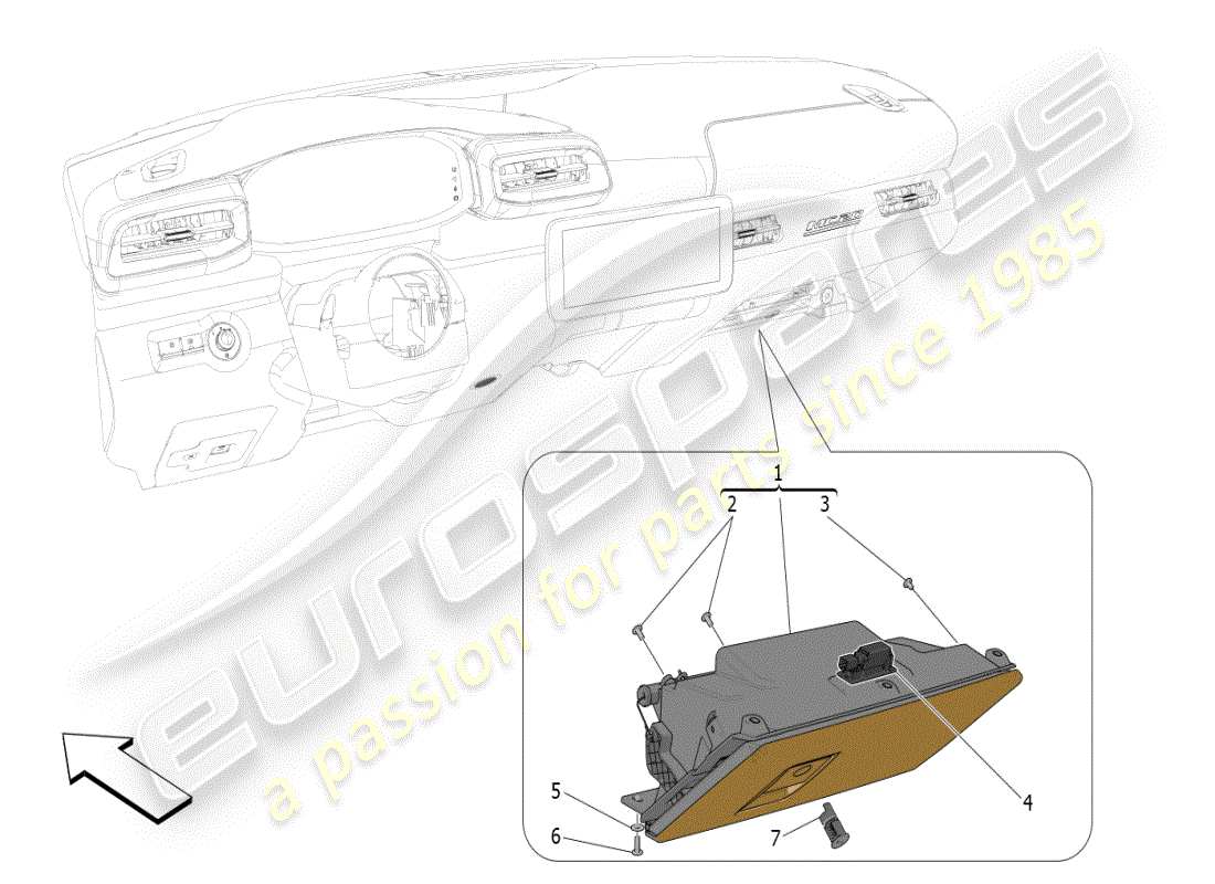maserati mc20 (2024) glove compartments parts diagram