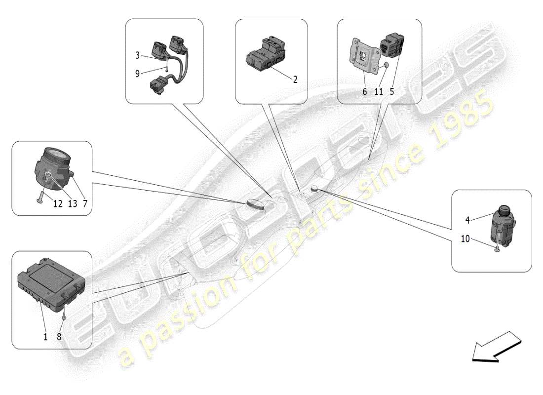 maserati mc20 (2024) centre console devices parts diagram