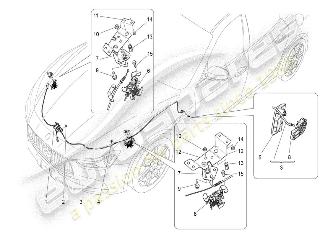 maserati ghibli (2021) front lid opening button part diagram