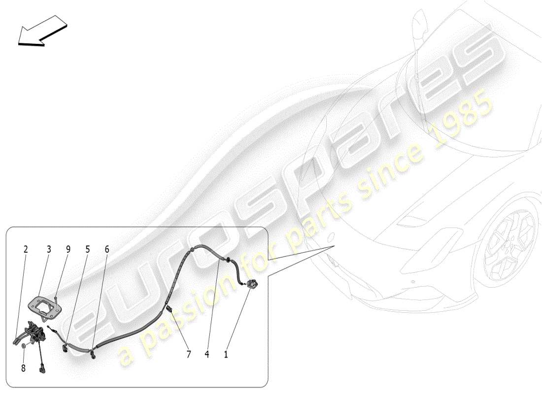 maserati mc20 (2024) front lid opening button parts diagram