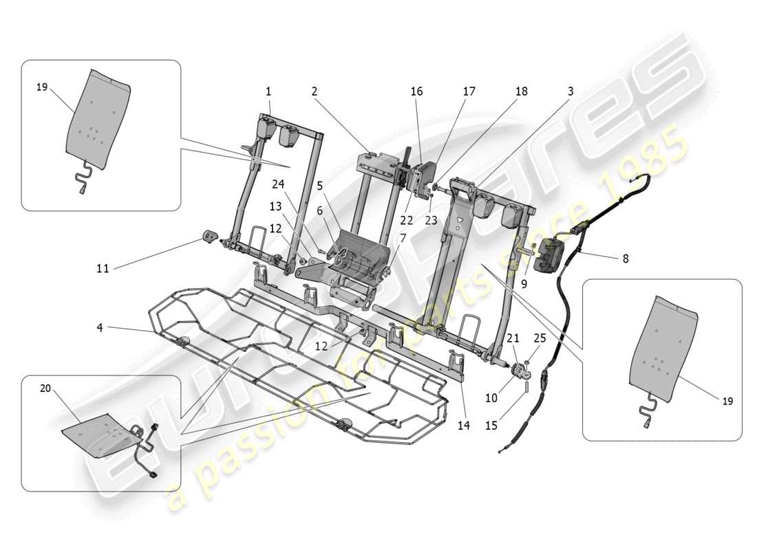 maserati grecale gt (2023) rear seats: mechanics and electronics part diagram