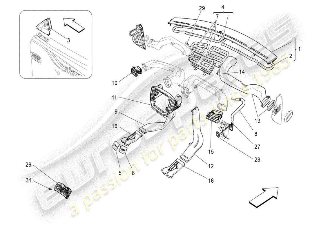 maserati ghibli (2021) a/c unit: diffusion part diagram