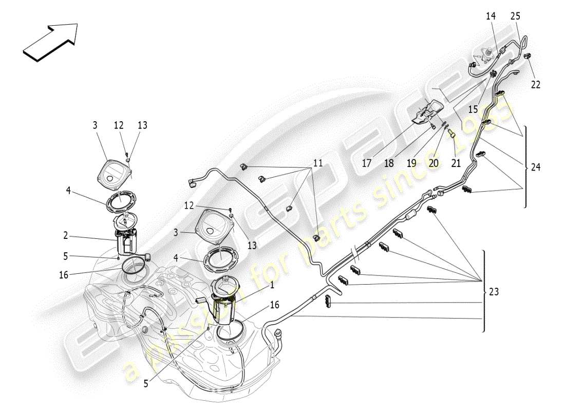 maserati ghibli (2021) fuel pumps and connection lines part diagram