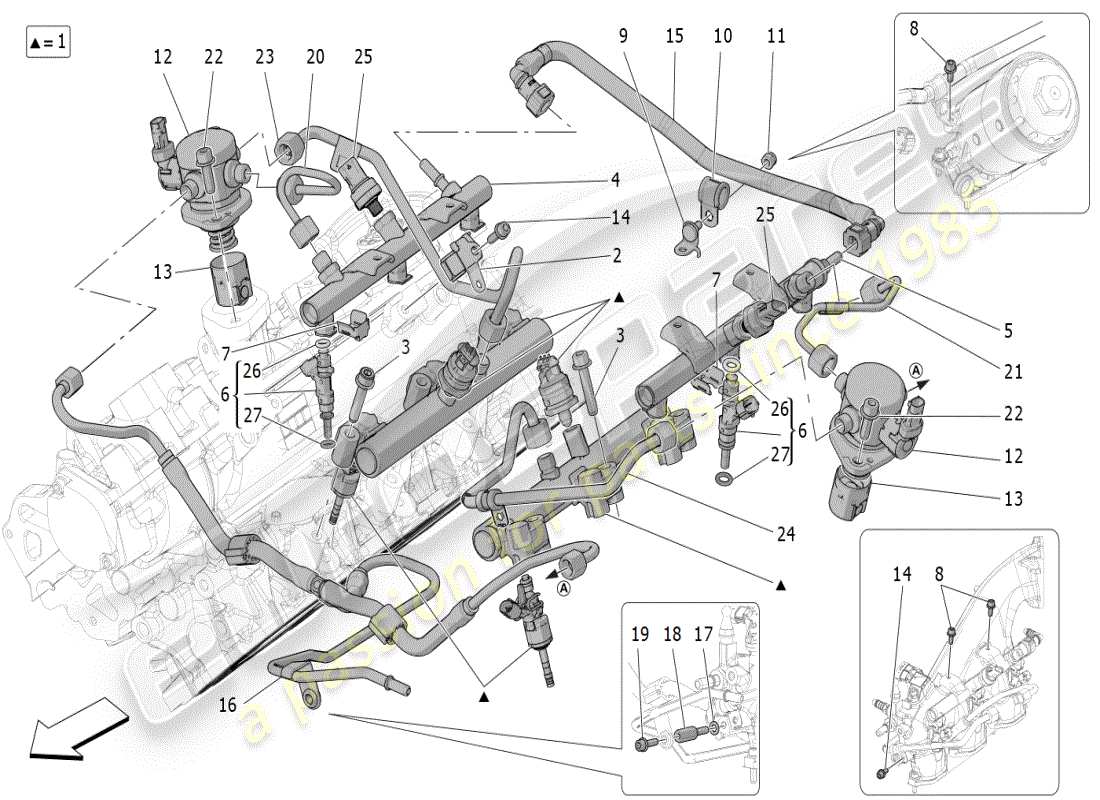 maserati mc20 (2024) fuel pumps and connection lines parts diagram