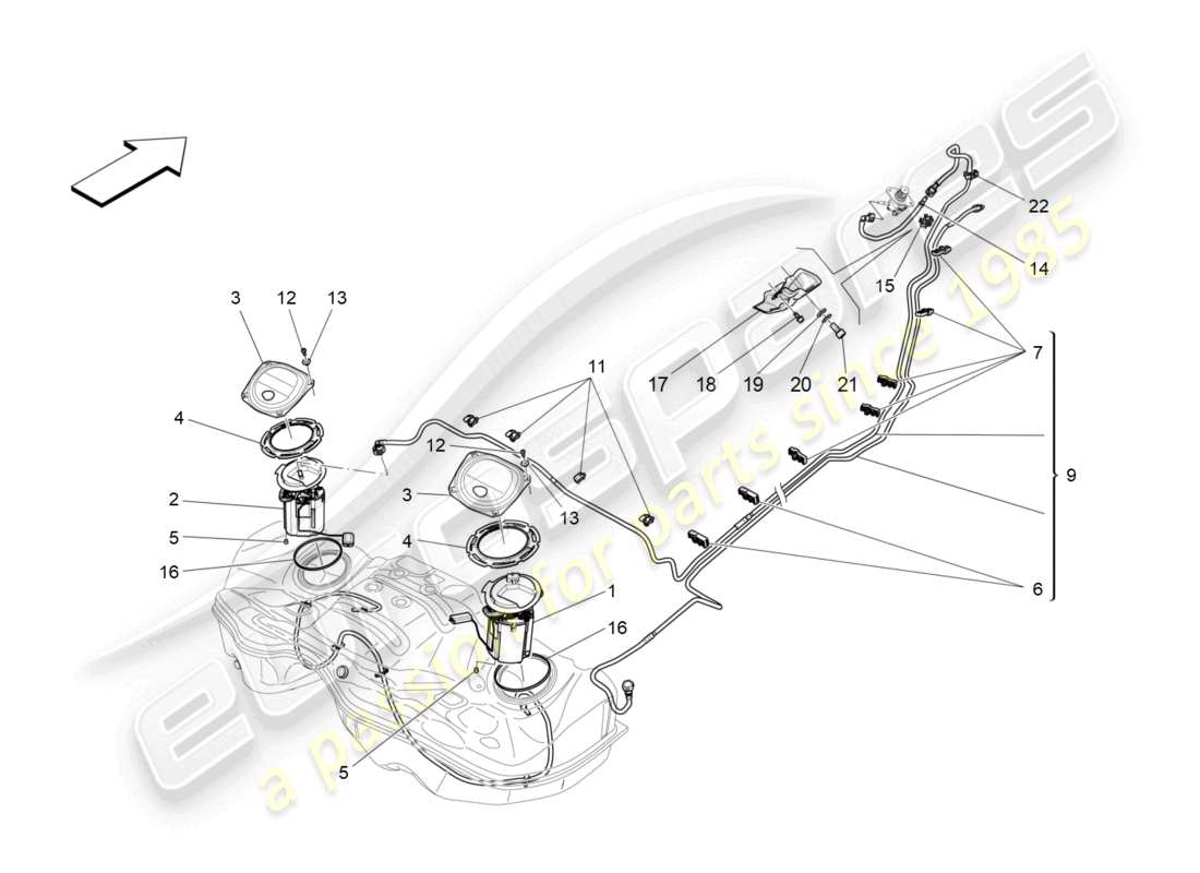 maserati ghibli (2018) fuel pumps and connection lines part diagram