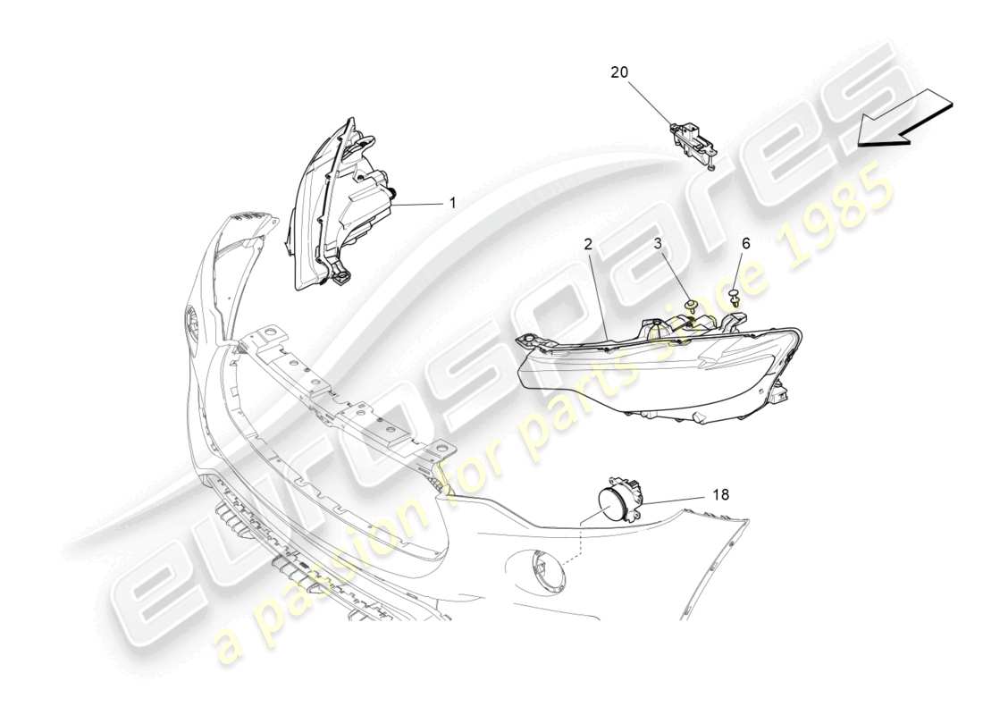 maserati levante modena (2022) headlight clusters part diagram