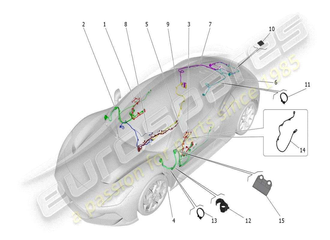 maserati mc20 (2024) main wiring parts diagram