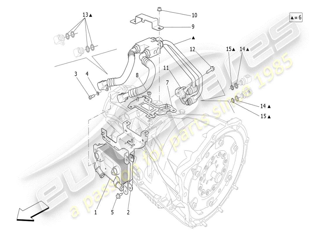 maserati ghibli (2021) lubrication and gearbox oil cooling part diagram