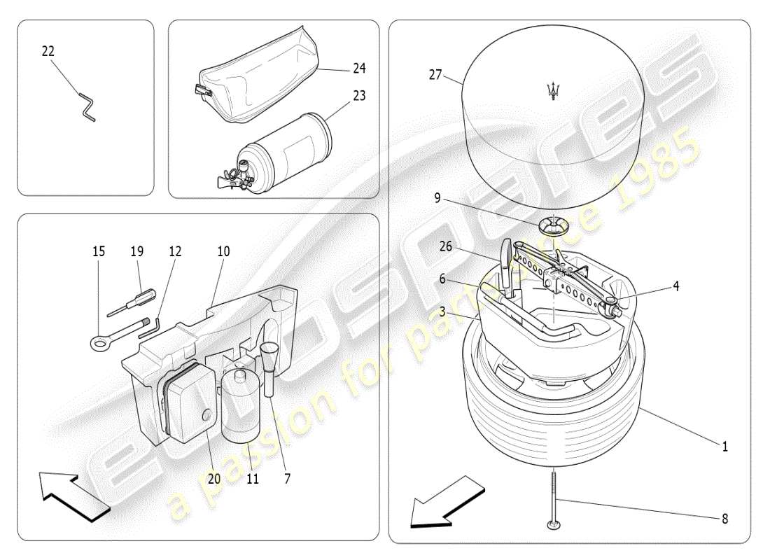 maserati ghibli (2021) standard provided part diagram