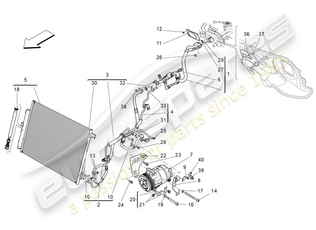 maserati levante modena (2022) a/c unit: engine compartment devices part diagram