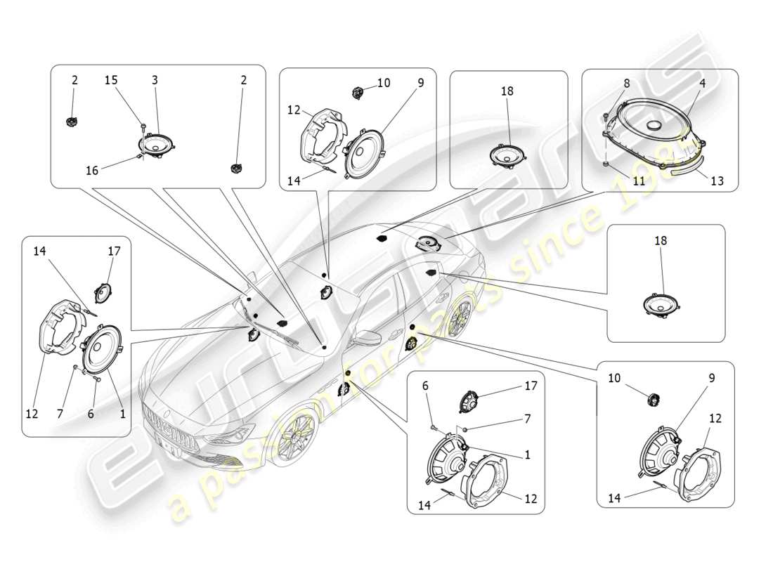 maserati ghibli fragment (2022) sound diffusion system parts diagram