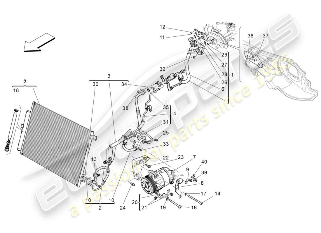 maserati levante modena (2022) a/c unit: engine compartment devices part diagram