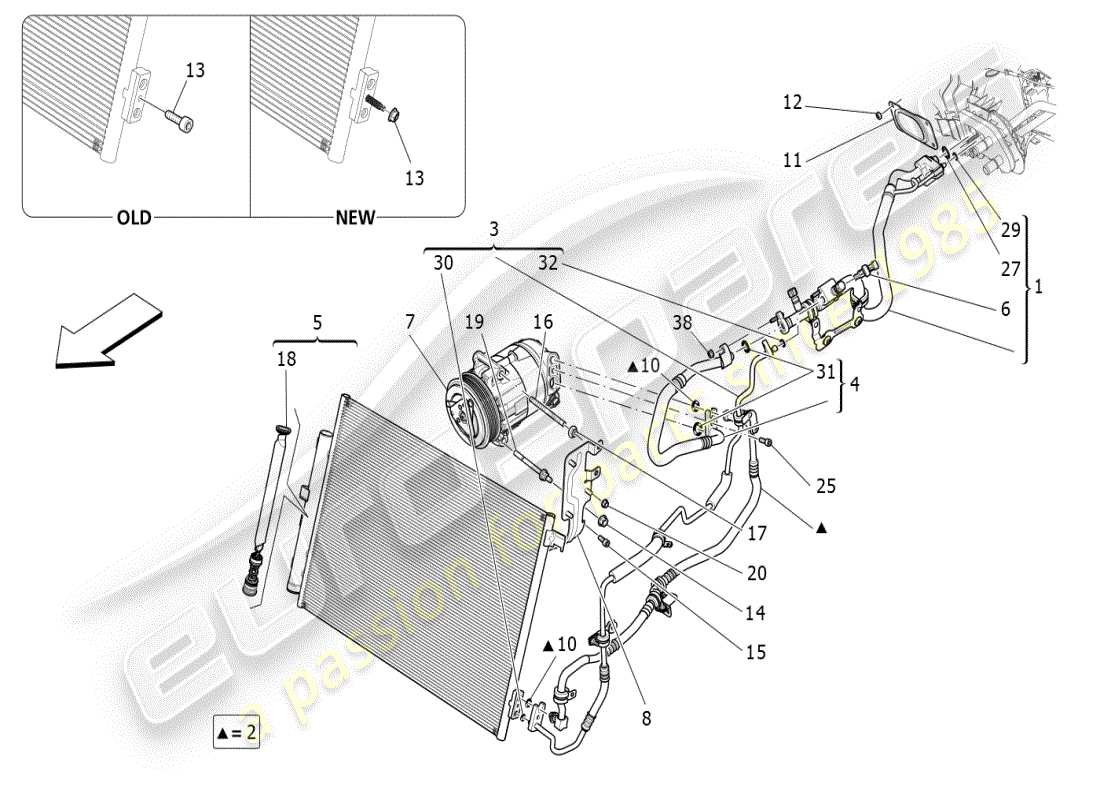 maserati ghibli (2021) a/c unit: engine compartment devices part diagram