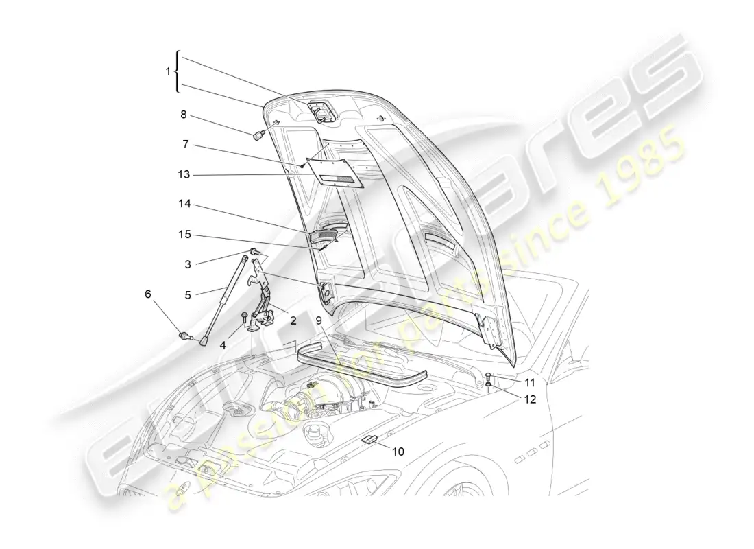 maserati granturismo s (2017) front lid parts diagram