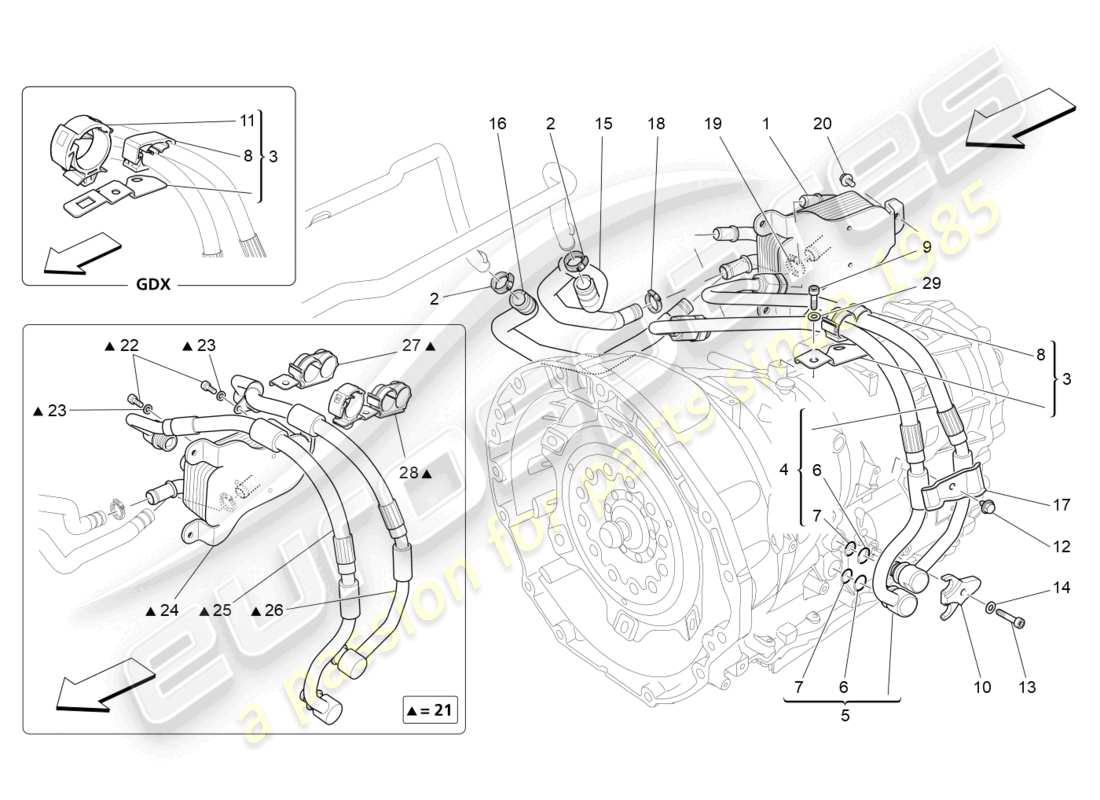 maserati quattroporte (2018) lubrication and gearbox oil cooling parts diagram