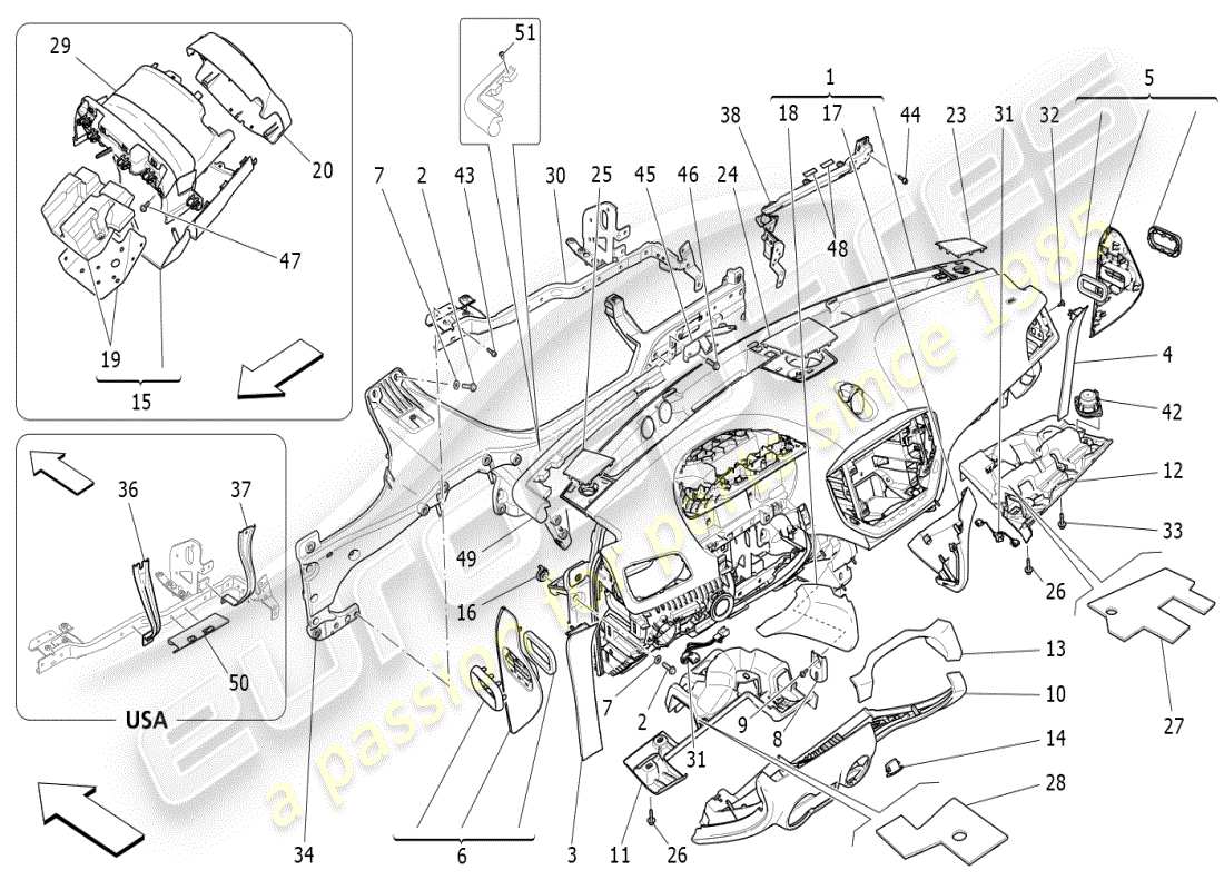 maserati ghibli (2019) dashboard unit part diagram