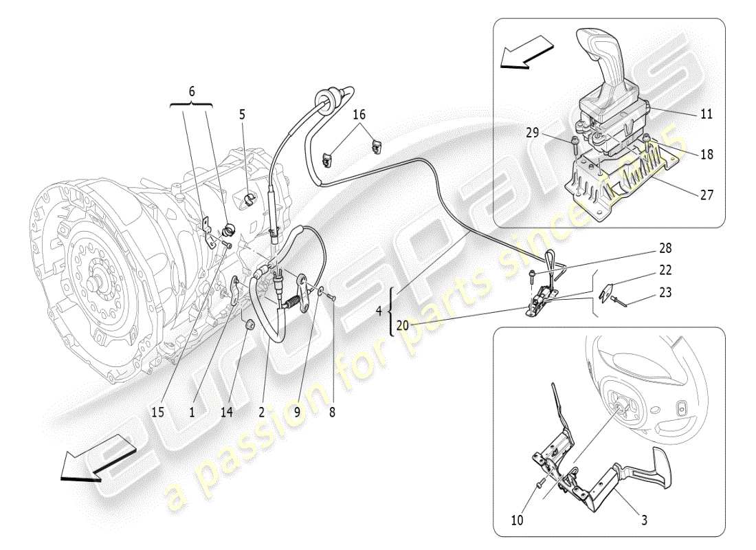maserati ghibli (2021) driver controls for automatic gearbox part diagram