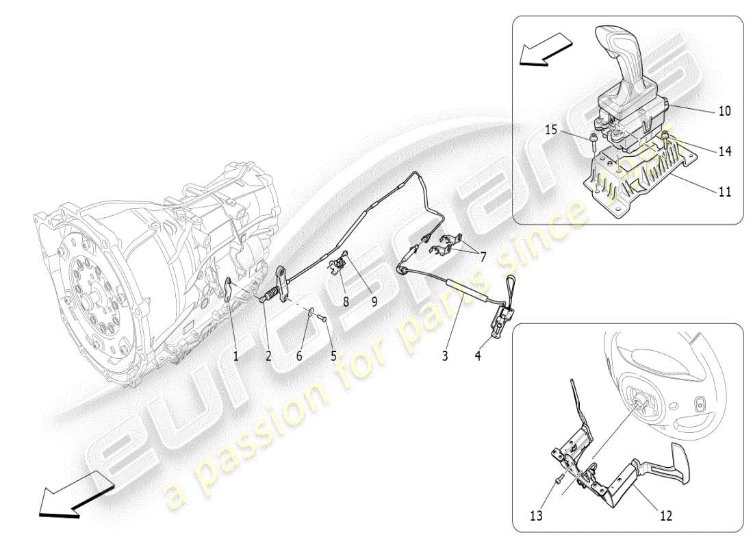 maserati ghibli (2021) driver controls for automatic gearbox part diagram