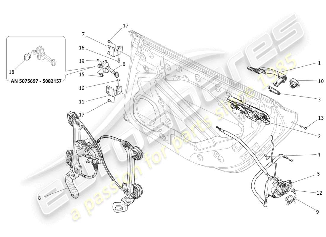 maserati ghibli (2018) rear doors: mechanisms part diagram