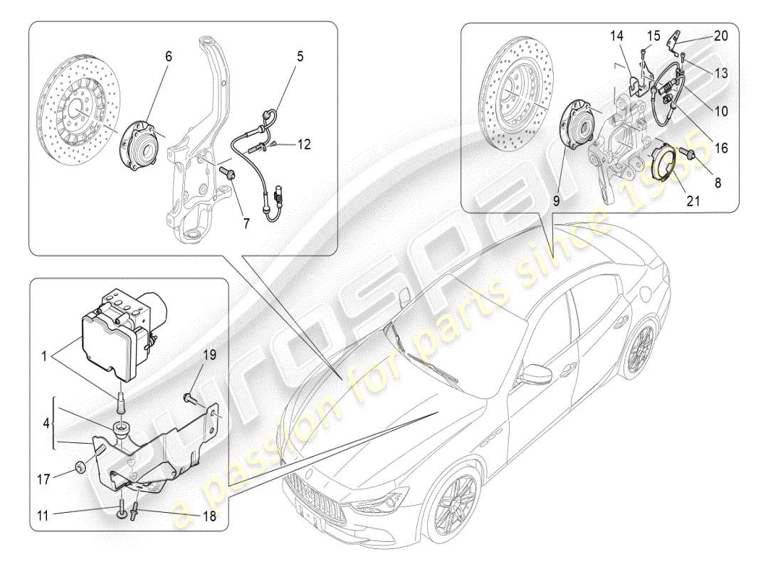 maserati ghibli (2021) braking control systems part diagram