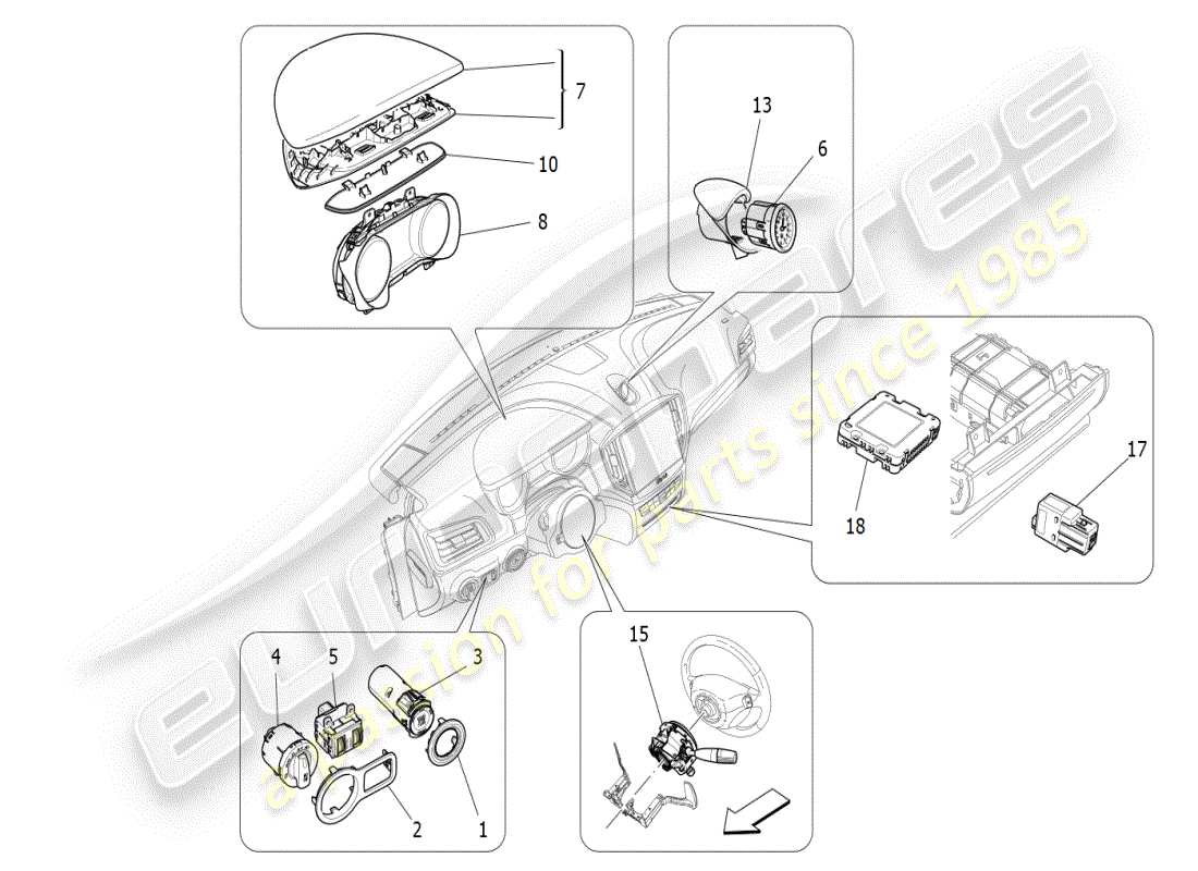 maserati ghibli (2021) dashboard devices part diagram