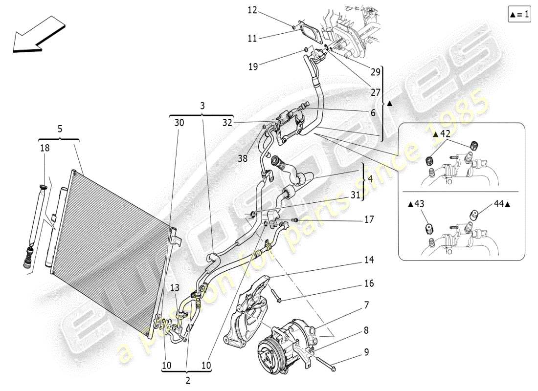maserati ghibli (2019) a/c unit: engine compartment devices part diagram
