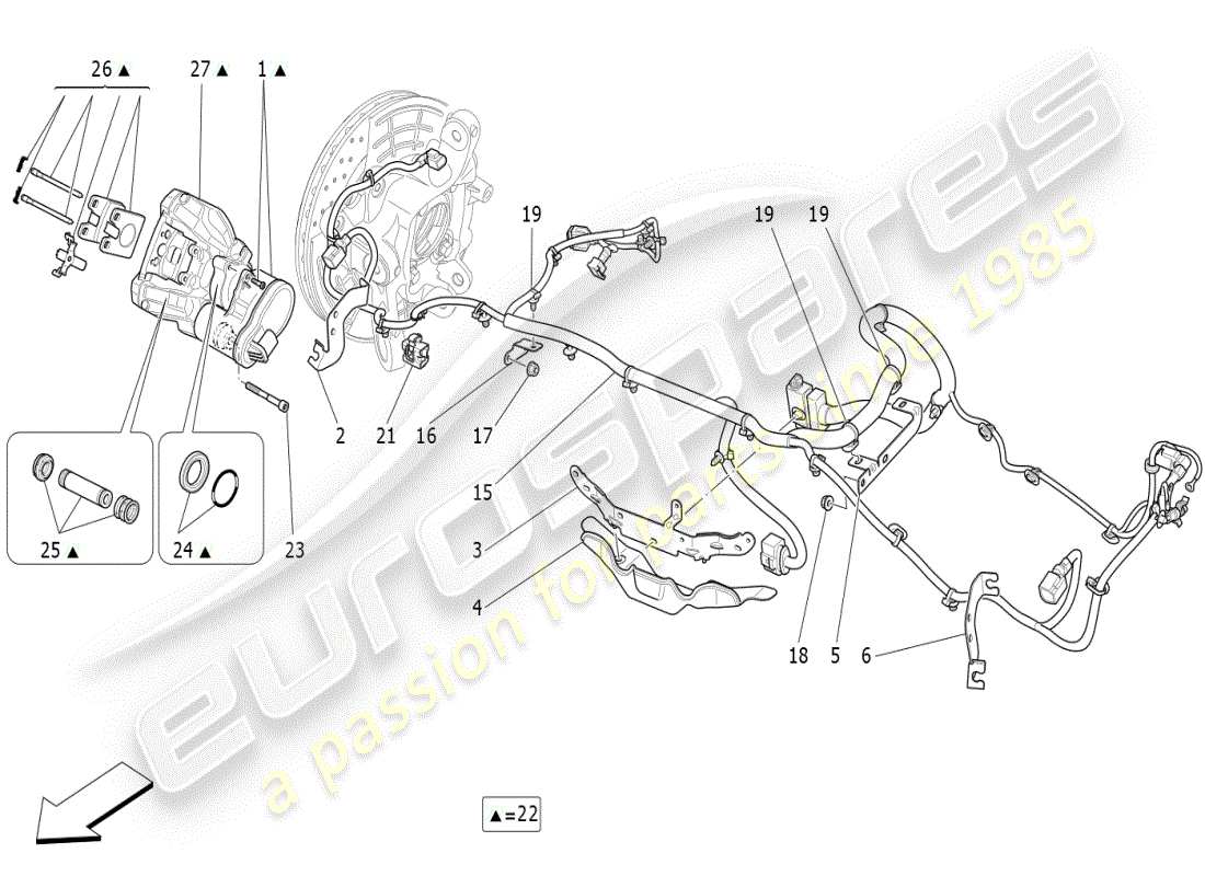 maserati ghibli (2021) parking brake part diagram