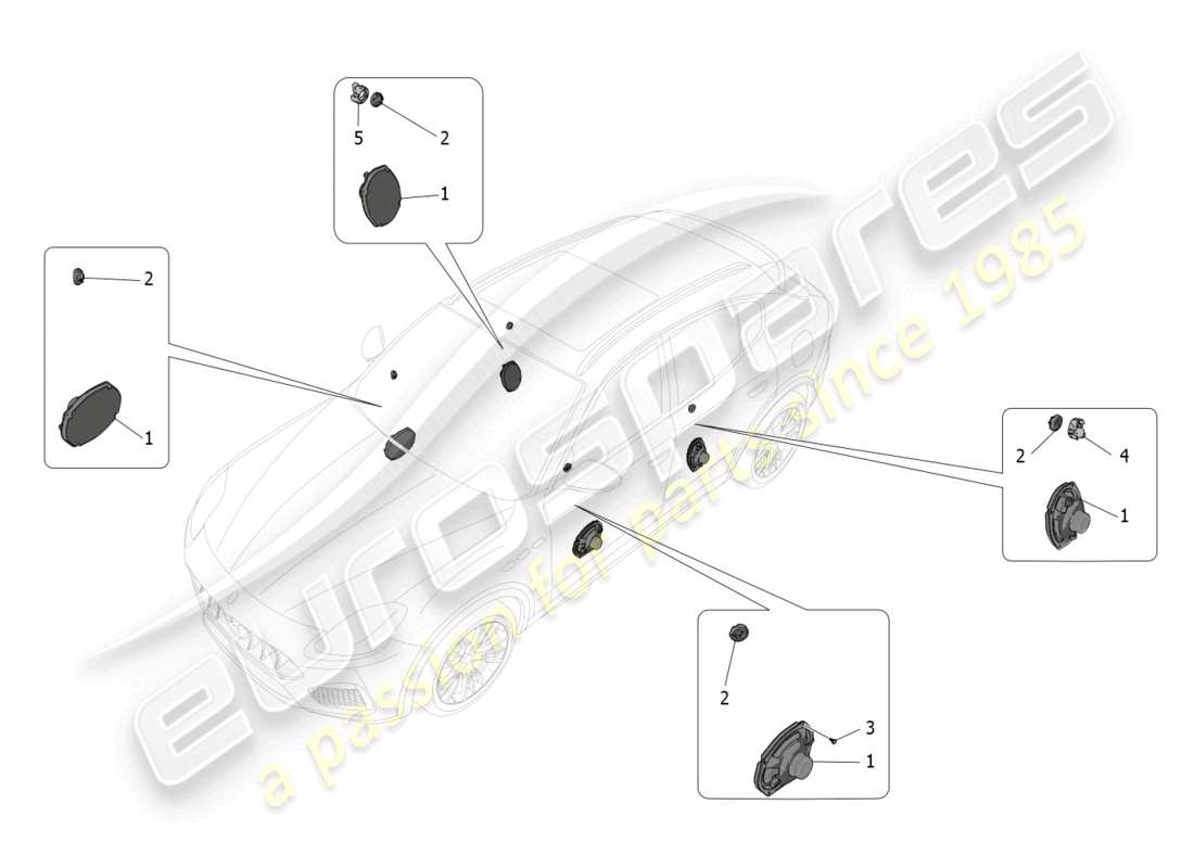 maserati grecale gt (2023) sound diffusion system part diagram