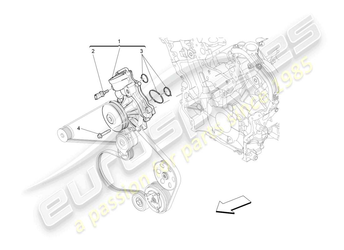 maserati ghibli (2015) cooling system: water pump parts diagram