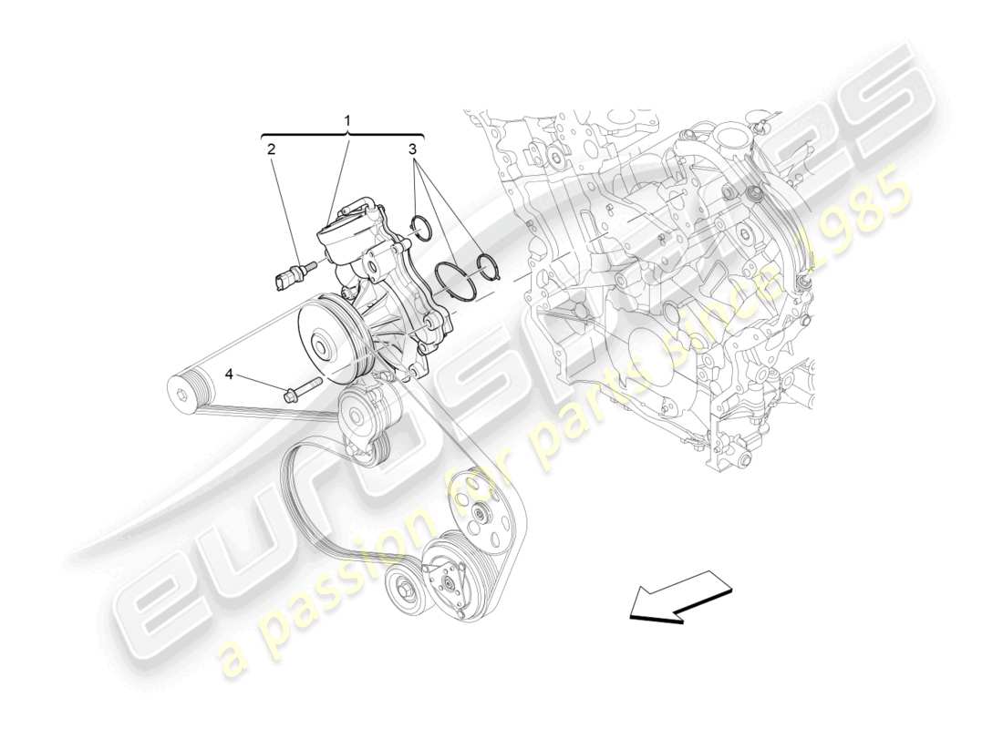 maserati ghibli (2015) cooling system: water pump part diagram