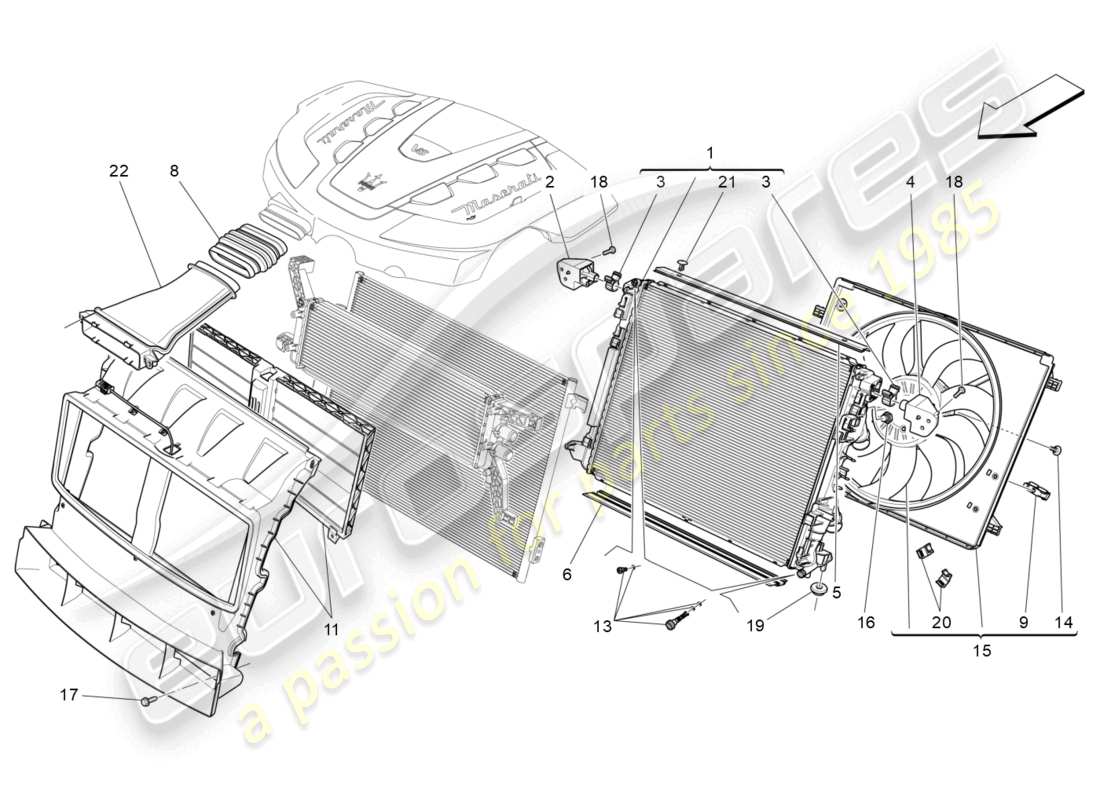 maserati levante (2017) cooling: air radiators and ducts parts diagram