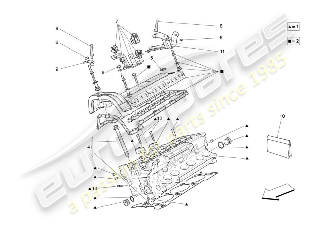 maserati ghibli (2014) rh cylinder head parts diagram