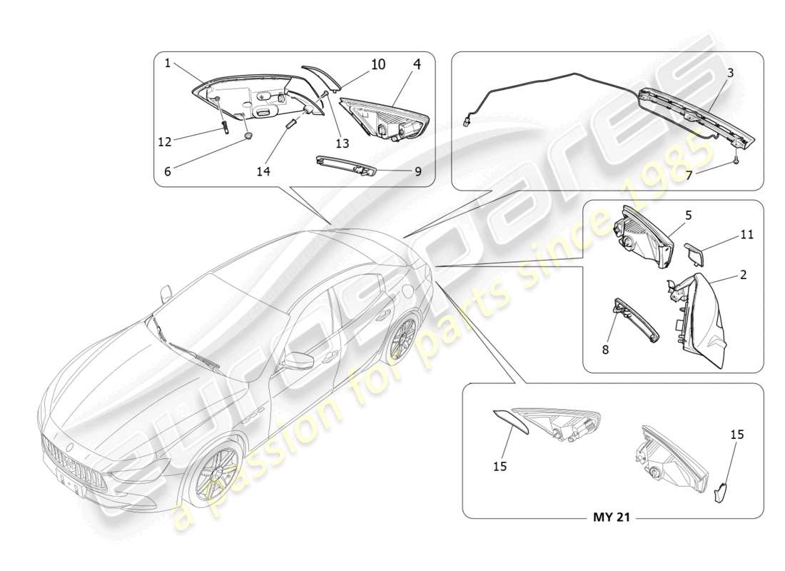 maserati ghibli (2016) taillight clusters parts diagram