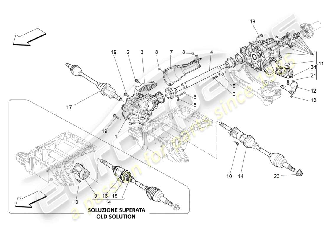 maserati ghibli (2015) front wheels transmission parts diagram