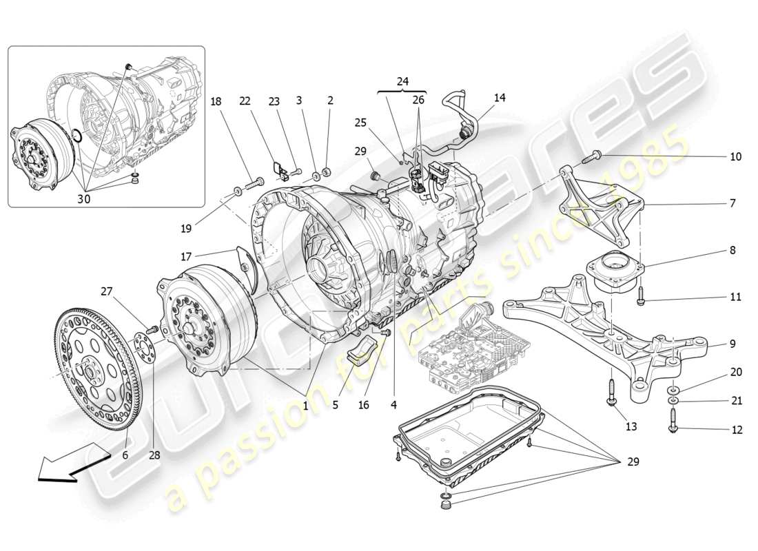 maserati ghibli (2016) gearbox housings parts diagram