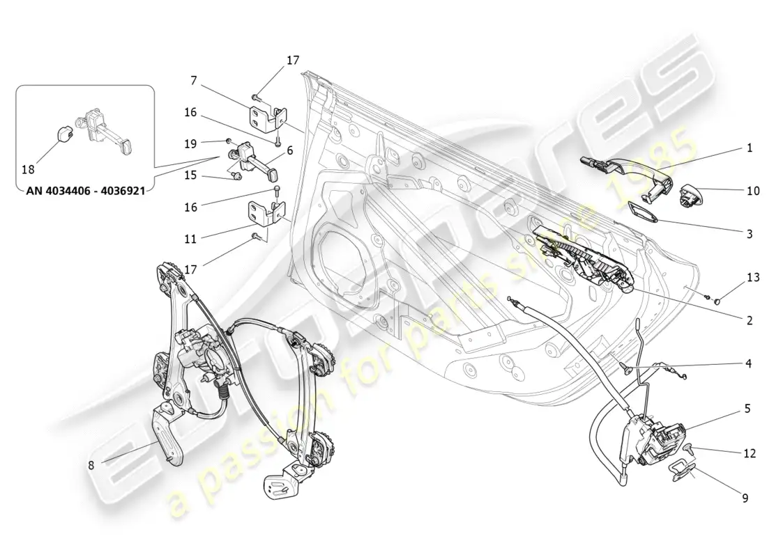 a part diagram from the maserati quattroporte m156 (2014 onwards) parts catalogue
