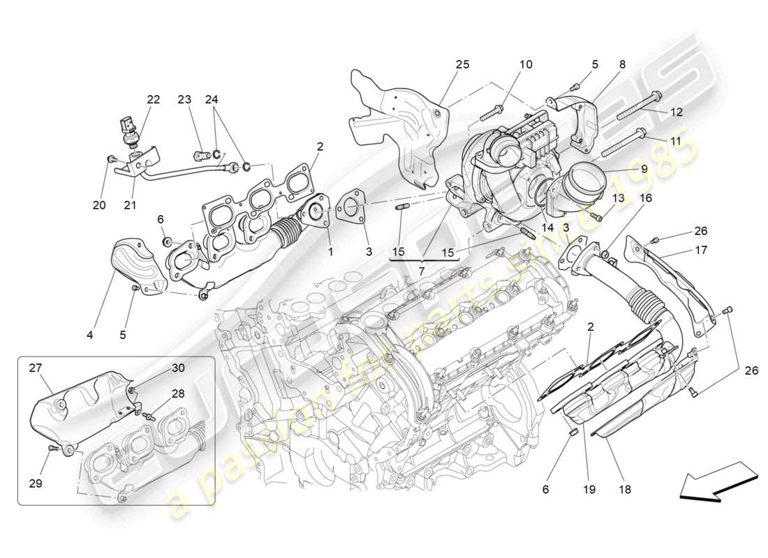 maserati levante (2017) turbocharging system: equipments parts diagram