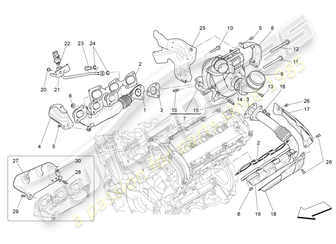 maserati levante (2017) turbocharging system: equipments part diagram