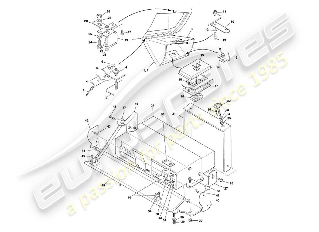 a part diagram from the aston martin v8 volante parts catalogue