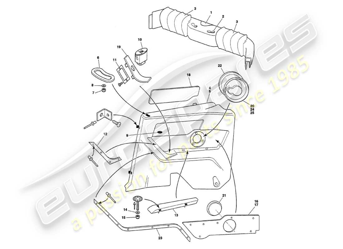 a part diagram from the aston martin v8 volante parts catalogue