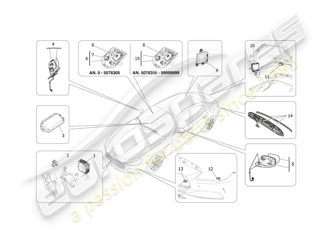 a part diagram from the maserati ghibli (2017) parts catalogue