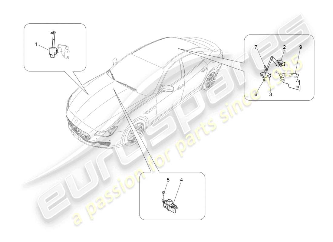 a part diagram from the maserati quattroporte m156 (2017 onwards) parts catalogue