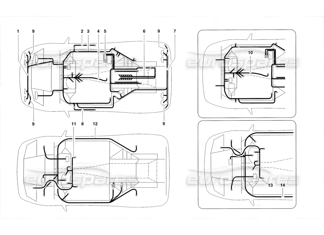 lamborghini diablo roadster (1998) electrical system parts diagram