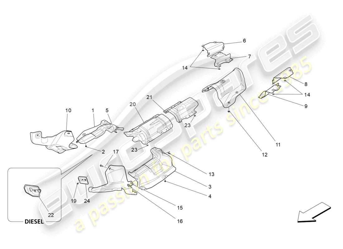 maserati ghibli (2015) thermal insulating panels parts diagram