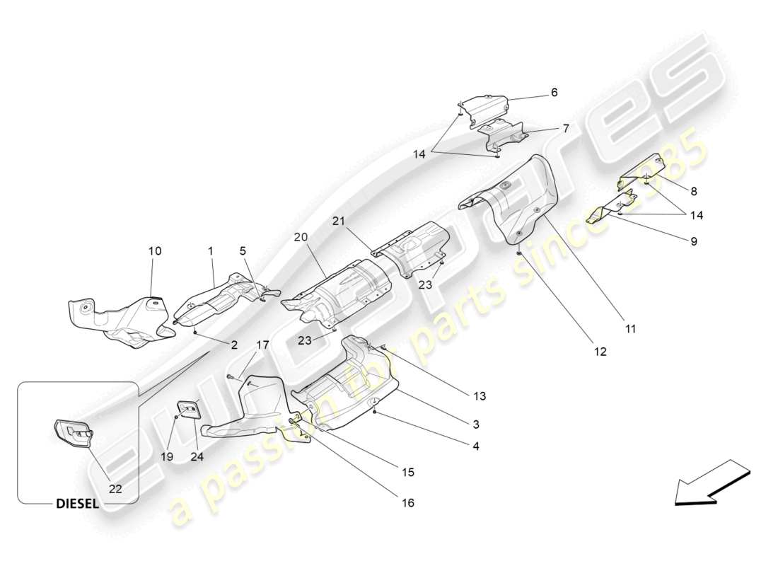 maserati ghibli (2015) thermal insulating panels part diagram