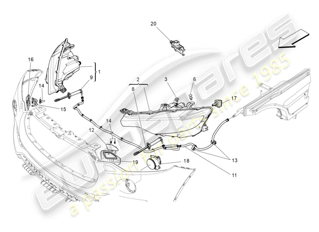 maserati levante modena (2022) headlight clusters part diagram