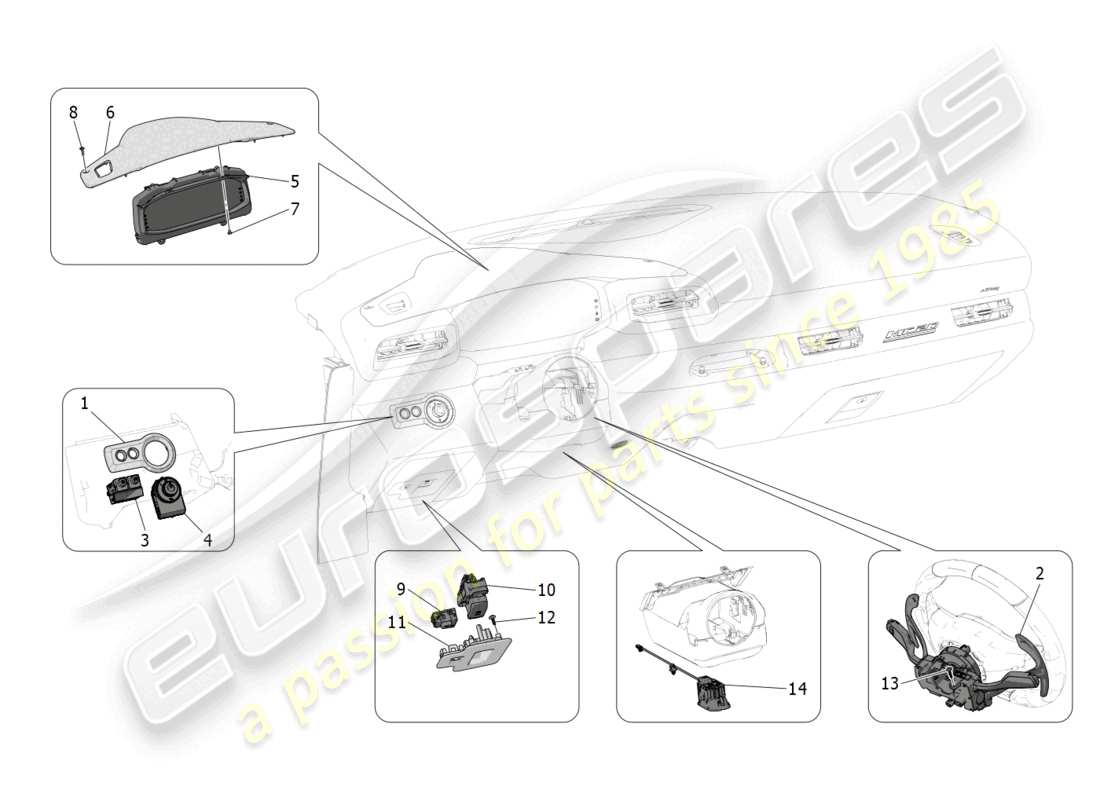maserati mc20 cielo (2023) dashboard devices parts diagram